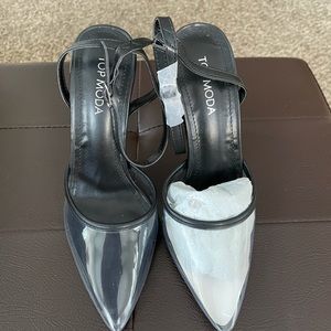 Top Moda Shoes Clear Ankle Strap Stiletto. SZ 7. NIB. $12
